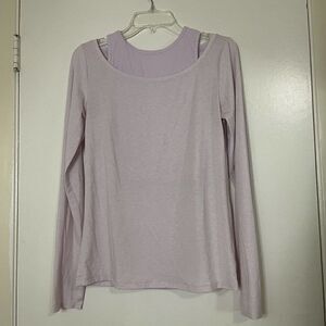 ATHLETA essence groove long sleeve double layer shirt lilac purple size Small